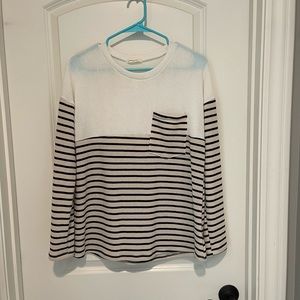 12 PM by Mon Ami, Cream & Black Striped Top